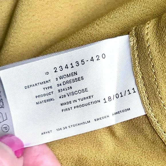 ARKET Crêpe Knot Dress - Mustard yellow Size large midi - Picture 13 of 14